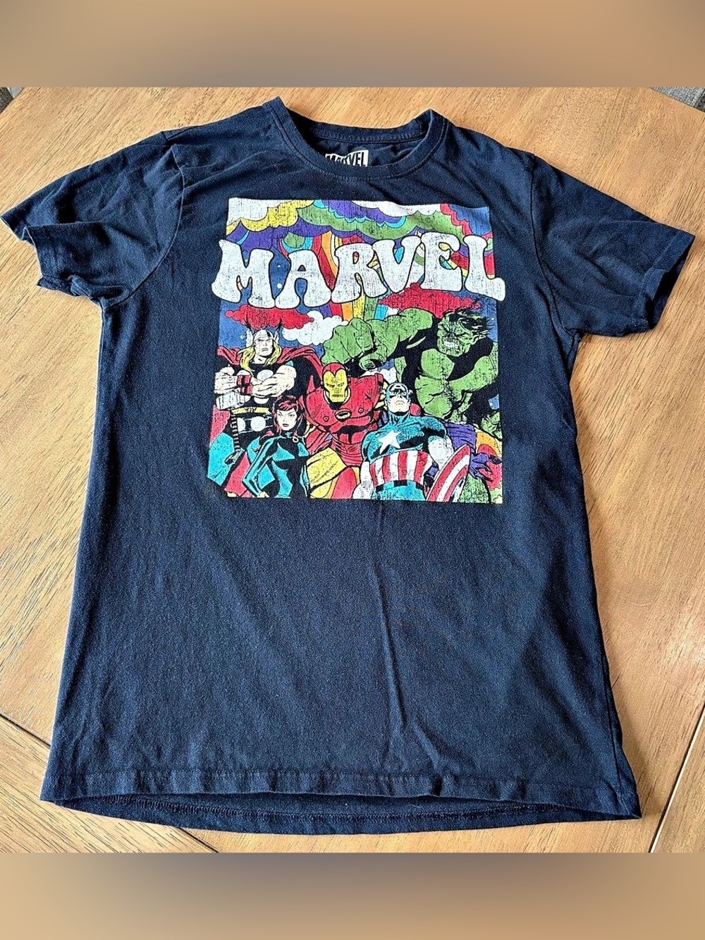 Marvel Retro Group Graphic Tee Blue Graphic Tee Size Medium